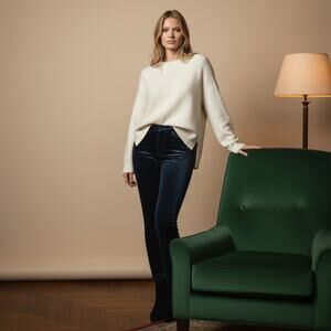 Maje Paris Velvet Skinny Trousers | Midnight Noir Black | Size 36 | Luxe Archive